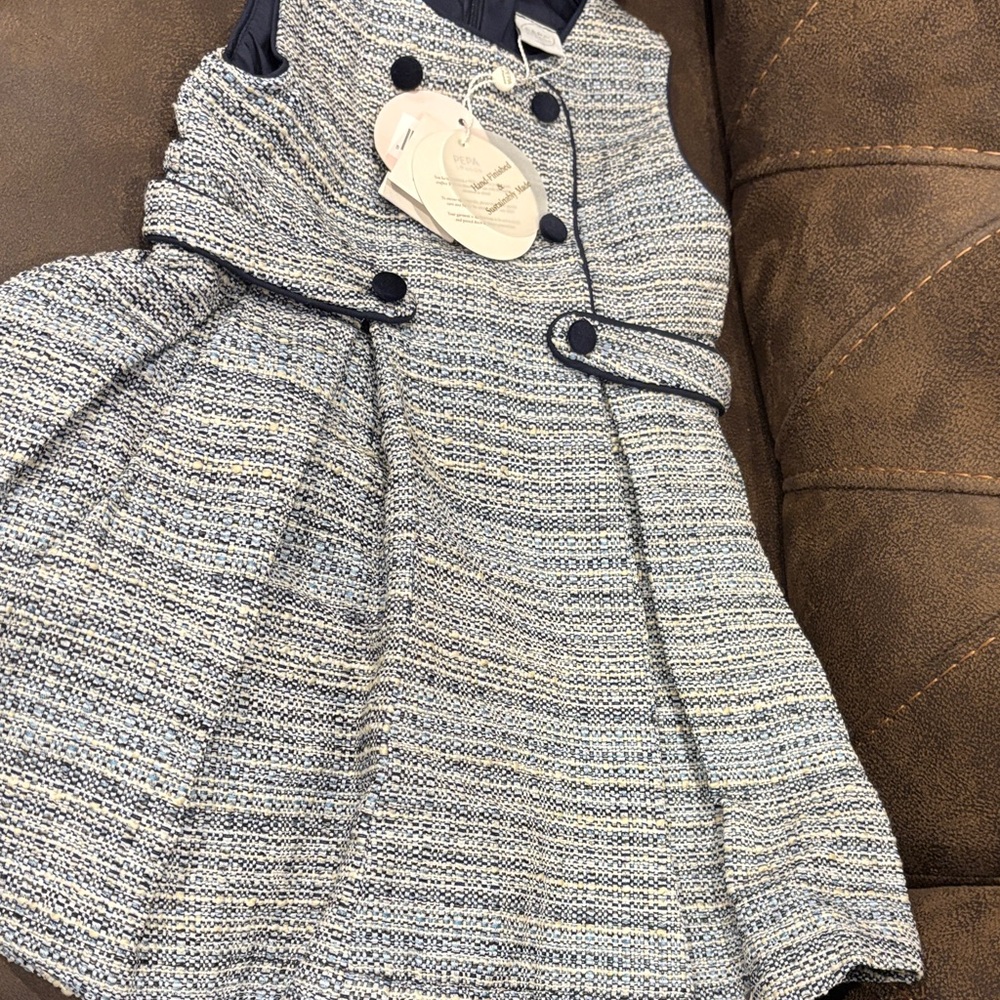 Elegant Navy and Cream Kids Formal Dress